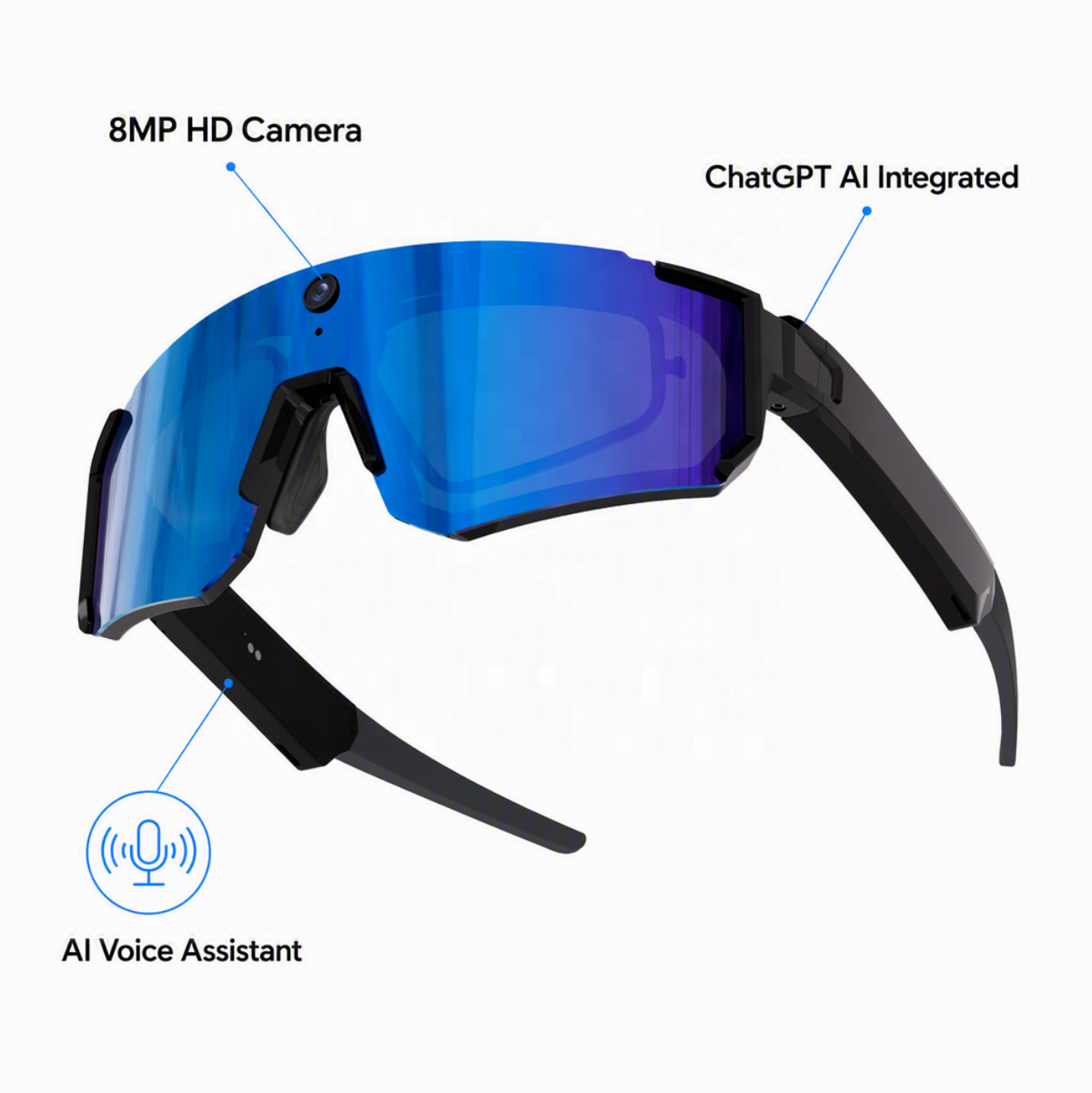 V06 Sports Camera Smart Glasses - 8MP Camera, ChatGPT AI, AI Voice Assistant