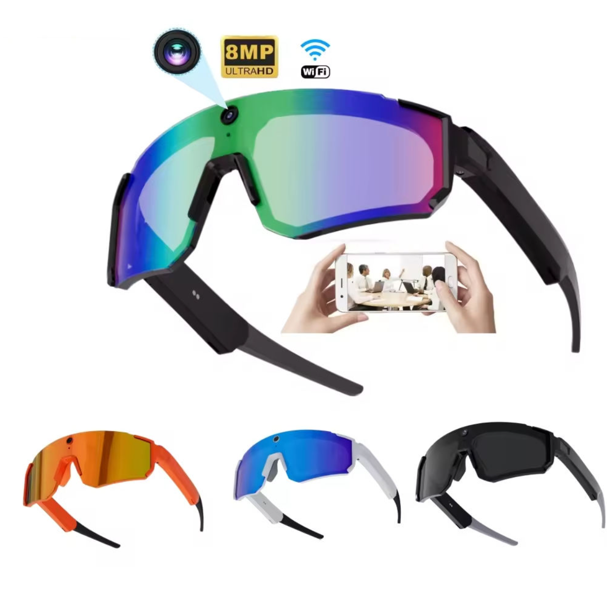V06 Sports Camera Smart Glasses - 8MP Ultra HD WiFi, multiple colors