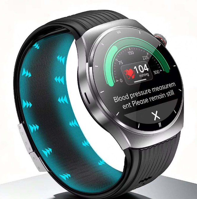 Airbag BP smartwatch with blood pressure monitoring display